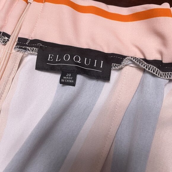 Eloquii Mixed Stripes Asymmetrical Knee Length Skirt Elastic Waistband Size 20 - Picture 3 of 4